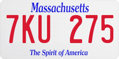 MA license plate 7KU275