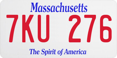 MA license plate 7KU276