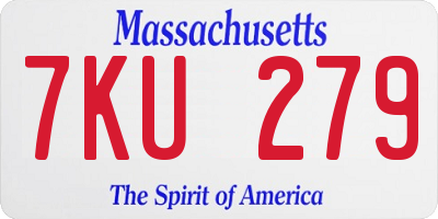 MA license plate 7KU279
