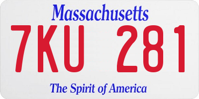 MA license plate 7KU281