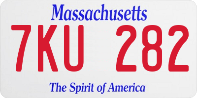 MA license plate 7KU282
