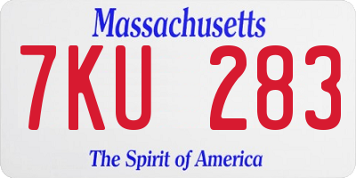 MA license plate 7KU283