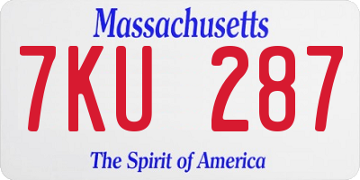 MA license plate 7KU287