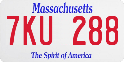 MA license plate 7KU288