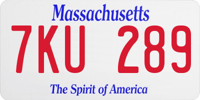MA license plate 7KU289