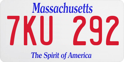 MA license plate 7KU292