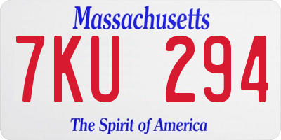 MA license plate 7KU294