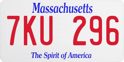 MA license plate 7KU296