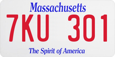 MA license plate 7KU301