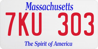 MA license plate 7KU303