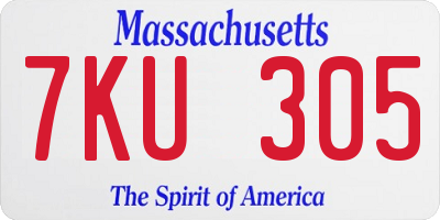 MA license plate 7KU305