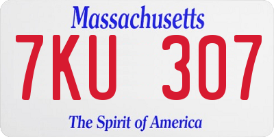MA license plate 7KU307