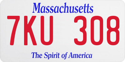MA license plate 7KU308