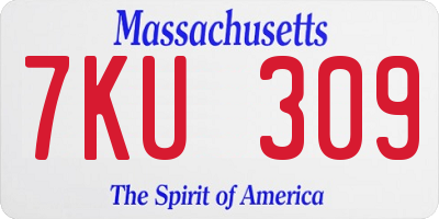 MA license plate 7KU309