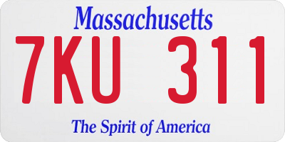 MA license plate 7KU311