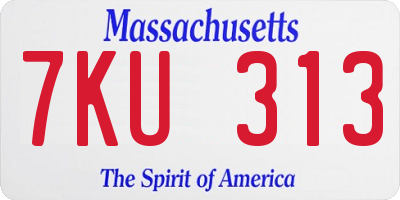 MA license plate 7KU313