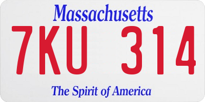 MA license plate 7KU314