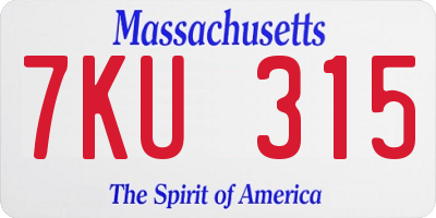 MA license plate 7KU315
