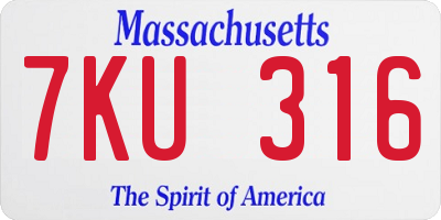 MA license plate 7KU316