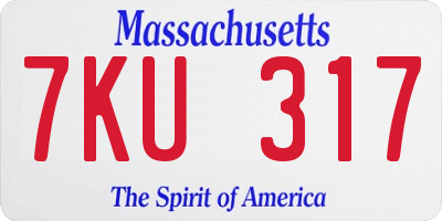 MA license plate 7KU317