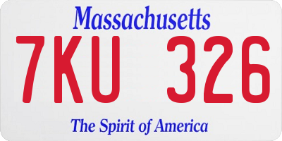 MA license plate 7KU326
