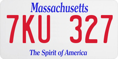 MA license plate 7KU327