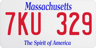 MA license plate 7KU329