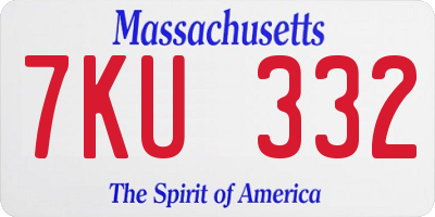 MA license plate 7KU332
