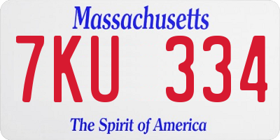 MA license plate 7KU334