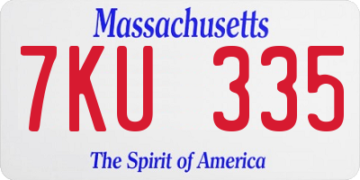 MA license plate 7KU335