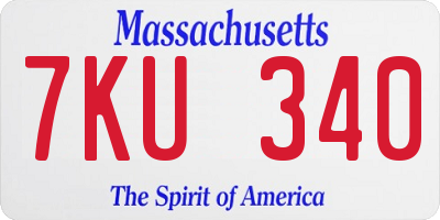 MA license plate 7KU340