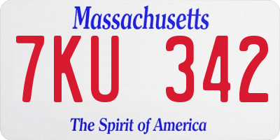 MA license plate 7KU342