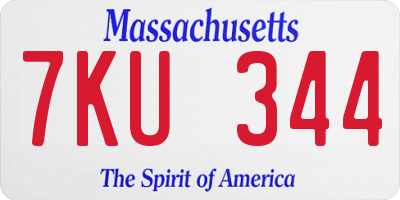 MA license plate 7KU344