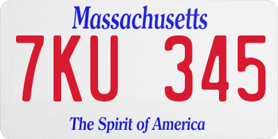MA license plate 7KU345