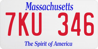 MA license plate 7KU346