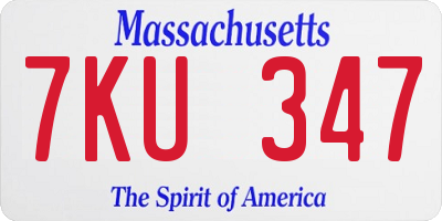 MA license plate 7KU347