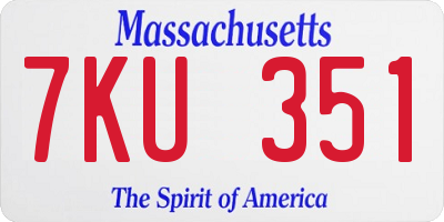 MA license plate 7KU351
