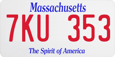 MA license plate 7KU353