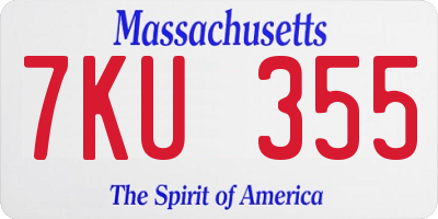 MA license plate 7KU355