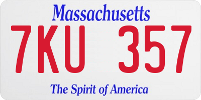 MA license plate 7KU357