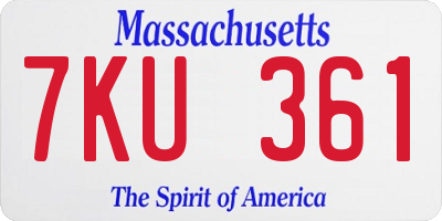 MA license plate 7KU361