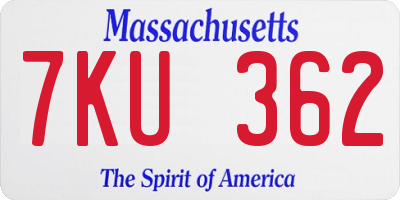 MA license plate 7KU362