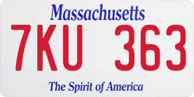 MA license plate 7KU363