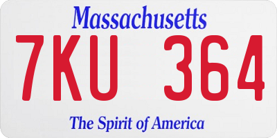 MA license plate 7KU364