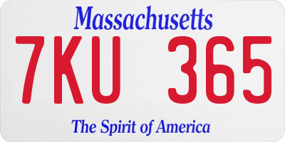 MA license plate 7KU365