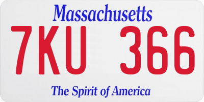 MA license plate 7KU366