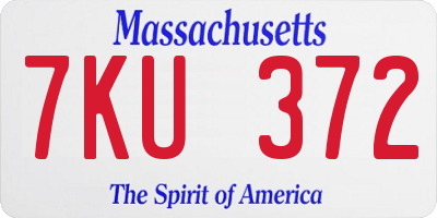 MA license plate 7KU372
