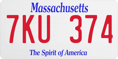 MA license plate 7KU374