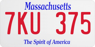 MA license plate 7KU375