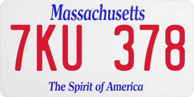 MA license plate 7KU378